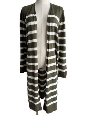 Talbots 100% Linen Open Front Summer Cardigan Sz M Petite Preppy Knit Spring